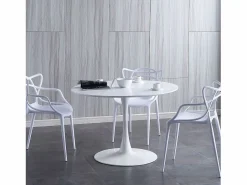 Mesa Redonda Salón Melamina Metal 110x75 cm - Mesa De Comedor