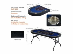 Mesa SucceBuy de Poker Plegable Ovalada para 8 Jugadores de 183cm, Blackjack de Casino y Texas Holdem