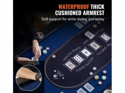 Mesa SucceBuy de Poker Plegable Ovalada para 8 Jugadores de 183cm, Blackjack de Casino y Texas Holdem