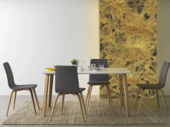 Discount Mesa tablero de fibras de densidad media con patas chapadas en roble 150x90 cm Mesa De Comedor