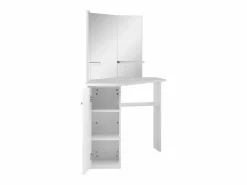 New vidaxl Mesa tocador de maquillaje de esquina blanca Blanco