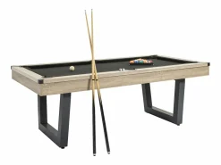 Vente-unique Mesa transformable Billar y ping-pong, color natural claro y negro, Ancho 213,4,MELIAN