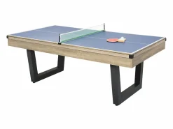 Vente-unique Mesa transformable Billar y ping-pong, color natural claro y negro, Ancho 213,4,MELIAN