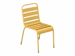 MYLIA Mesa y sillas de jardín de metal - una mesa D.110cm y 4 sillas - Amarillo - MIRMANDE Mostaza