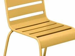 MYLIA Mesa y sillas de jardín de metal - una mesa D.110cm y 4 sillas - Amarillo - MIRMANDE Mostaza
