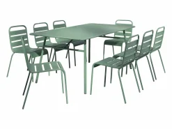 MYLIA Mesa y sillas de jardín de metal mesa y 8 sillas apilables - MIRMANDE de