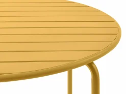 MYLIA Mesa y sillas de jardín metal una mesa D.110cm y 4 sillas apilables - Amarillo - MIRMANDE