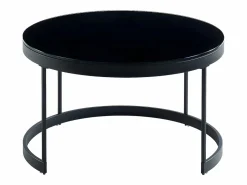 Best Vente-unique Mesas centro apilables Cristal templado metal negro BILLIE Negro / Blanco