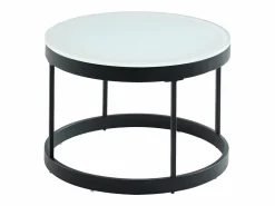 Best Vente-unique Mesas centro apilables Cristal templado metal negro BILLIE Negro / Blanco