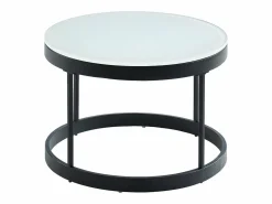 Best Vente-unique Mesas centro apilables Cristal templado metal negro BILLIE Negro / Blanco