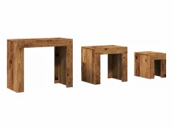 Clicnbuy Mesas de centro apilables 3 unidades madera de ingeniería envejecida