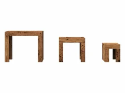 Clicnbuy Mesas de centro apilables 3 unidades madera de ingeniería envejecida
