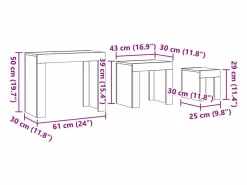 Clicnbuy Mesas de centro apilables 3 unidades madera de ingeniería envejecida