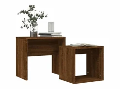 New Clicnbuy Mesas de centro apilables 2 piezas madera ingeniería roble marrón Marru00f3n