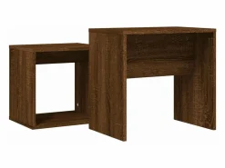 New Clicnbuy Mesas de centro apilables 2 piezas madera ingeniería roble marrón Marru00f3n