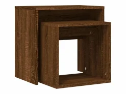New Clicnbuy Mesas de centro apilables 2 piezas madera ingeniería roble marrón Marru00f3n