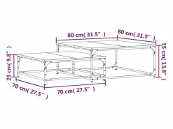 Clicnbuy Mesas de centro apilables 2 piezas madera de ingeniería