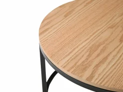 Vente-unique Mesas de centro nido en MDF y cristal templado - Transparente y natural - REMINA Transparente / Negro / Color natural claro