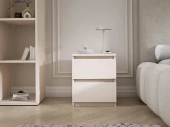 Sale Mesilla de noche de pie con dos cajones – 45 × 36 × 36 cm – color: cachemira Beige