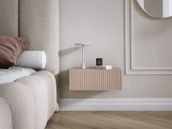 Best Mesilla de noche suspendida con cajón – frente ranurado, color: marrón caramelo, 40 x 20 x 16 cm Muebles Niño