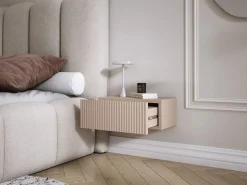Best Mesilla de noche suspendida con cajón – frente ranurado, color: marrón caramelo, 40 x 20 x 16 cm Muebles Niño