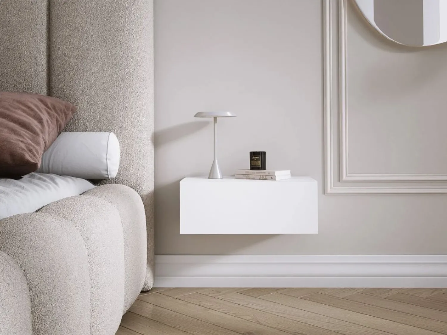 Online Mesilla de noche suspendida con cajón – frente liso – color: , 40 x 20 x 16 cm Blanco