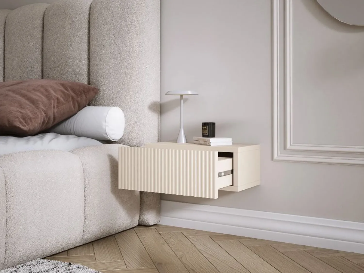 Discount Mesilla de noche suspendida con cajón – frente ranurado, color: cachemira, 40 x 20 x 16 cm Muebles Niño