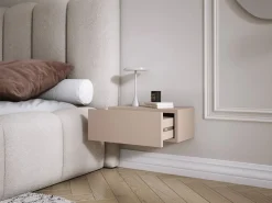 New Mesilla de noche suspendida con cajón – frente liso – color: marrón caramelo, 40 x 20 x 16 cm Muebles Niño