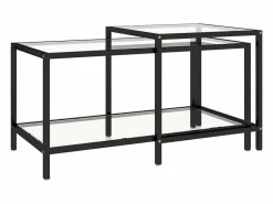 Outlet Clicnbuy Mesita de centro 2 piezas vidrio templado Transparente