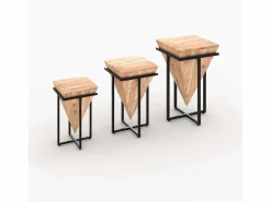 Rendez-Vous Déco Mesita de madera de acacia y metal - Shanghai