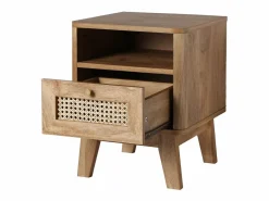 Hot Mesita de Noche 1 Cajón con Frente de Ratán y 1 Nicho L39 cm - PALMO Mesita De Noche