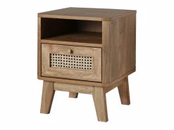 Hot Mesita de Noche 1 Cajón con Frente de Ratán y 1 Nicho L39 cm - PALMO Mesita De Noche