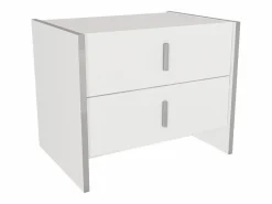 Vente-unique Mesita de noche Art Déco con 2 cajones, blanca - CADEBA Blanco