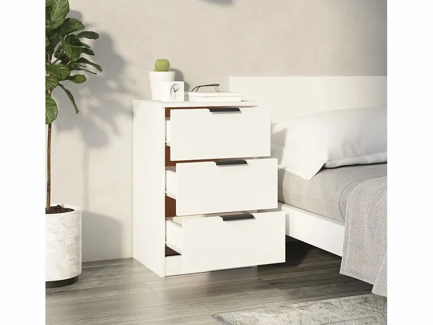 Discount Mesita de noche blanca 40x36x65 cm Mesita De Noche