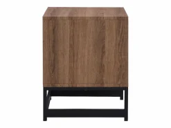 New Vente-unique Mesita de noche CARATANA con 1 cajón y 1 estante abierto en MDF y acero, acabado natural y negro - Color natural oscuro