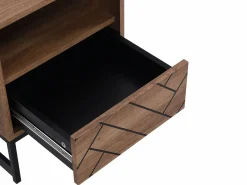 New Vente-unique Mesita de noche CARATANA con 1 cajón y 1 estante abierto en MDF y acero, acabado natural y negro - Color natural oscuro