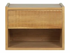 Online Vente-unique Mesita de noche colgante con almacenamiento en madera de teca color natural - REVUKA Color natural claro