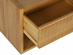 Online Vente-unique Mesita de noche colgante con almacenamiento en madera de teca color natural - REVUKA Color natural claro