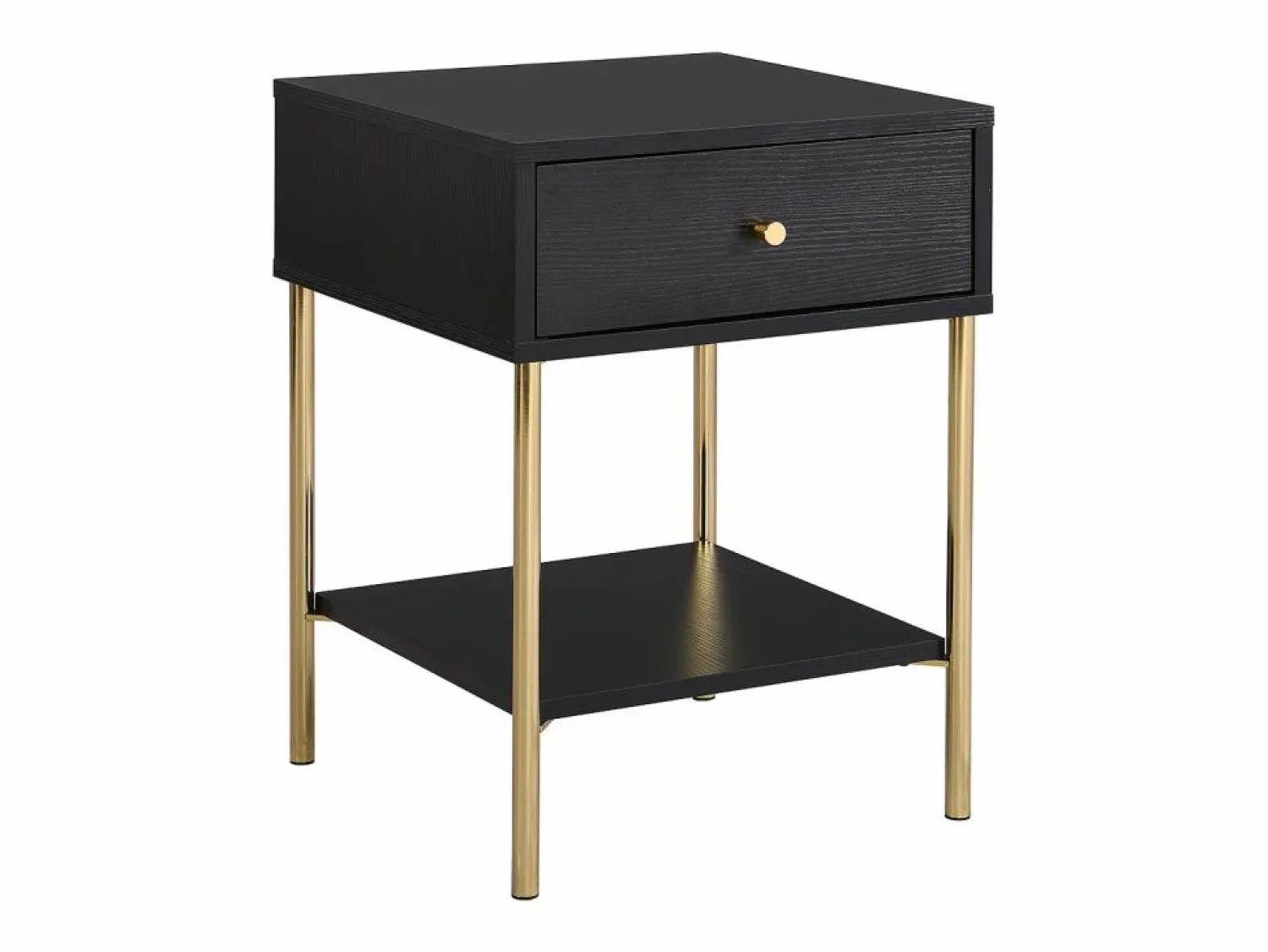 Best Vente-unique Mesita de noche con 1 cajón MDF y metal en color negro y dorado - MILAVIA Negro / Dorado