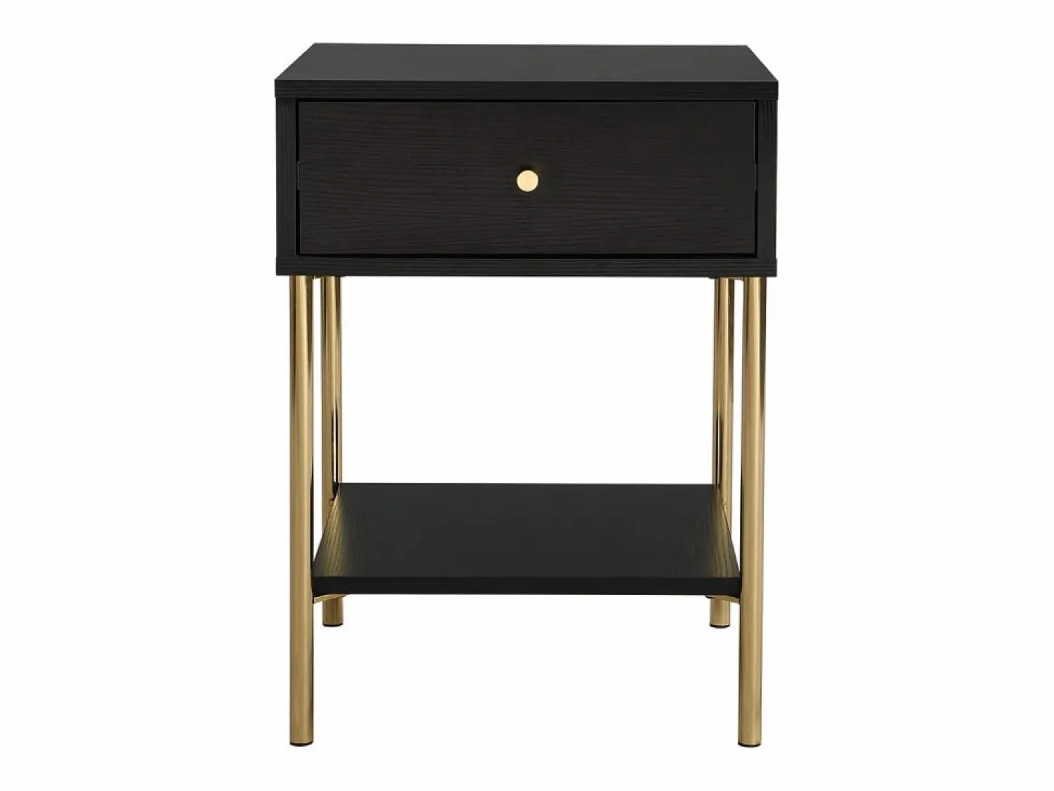 Best Vente-unique Mesita de noche con 1 cajón MDF y metal en color negro y dorado - MILAVIA Negro / Dorado