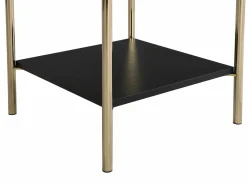 Best Vente-unique Mesita de noche con 1 cajón MDF y metal en color negro y dorado - MILAVIA Negro / Dorado