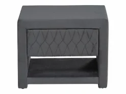 Clearance Vente-unique Mesita de noche con 1 cajón y 1 hueco, Terciopelo gris - DANIELE Gris antracita