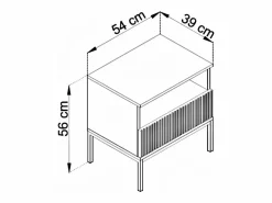 Hot Mesita de noche con 1 cajón y 1 estante con LEDs en MDF y vidrio ahumado beige - OVILA Mesita De Noche