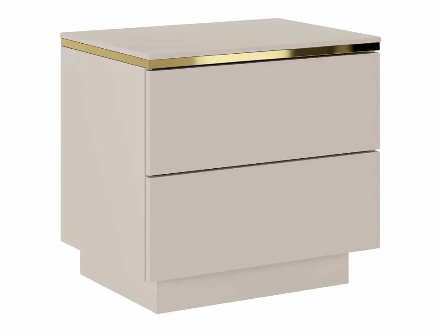 Outlet Vente-unique Mesita de noche con 2 cajones y dorado - VUKIA Beige
