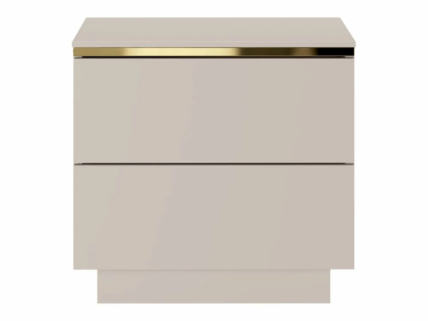 Outlet Vente-unique Mesita de noche con 2 cajones y dorado - VUKIA Beige