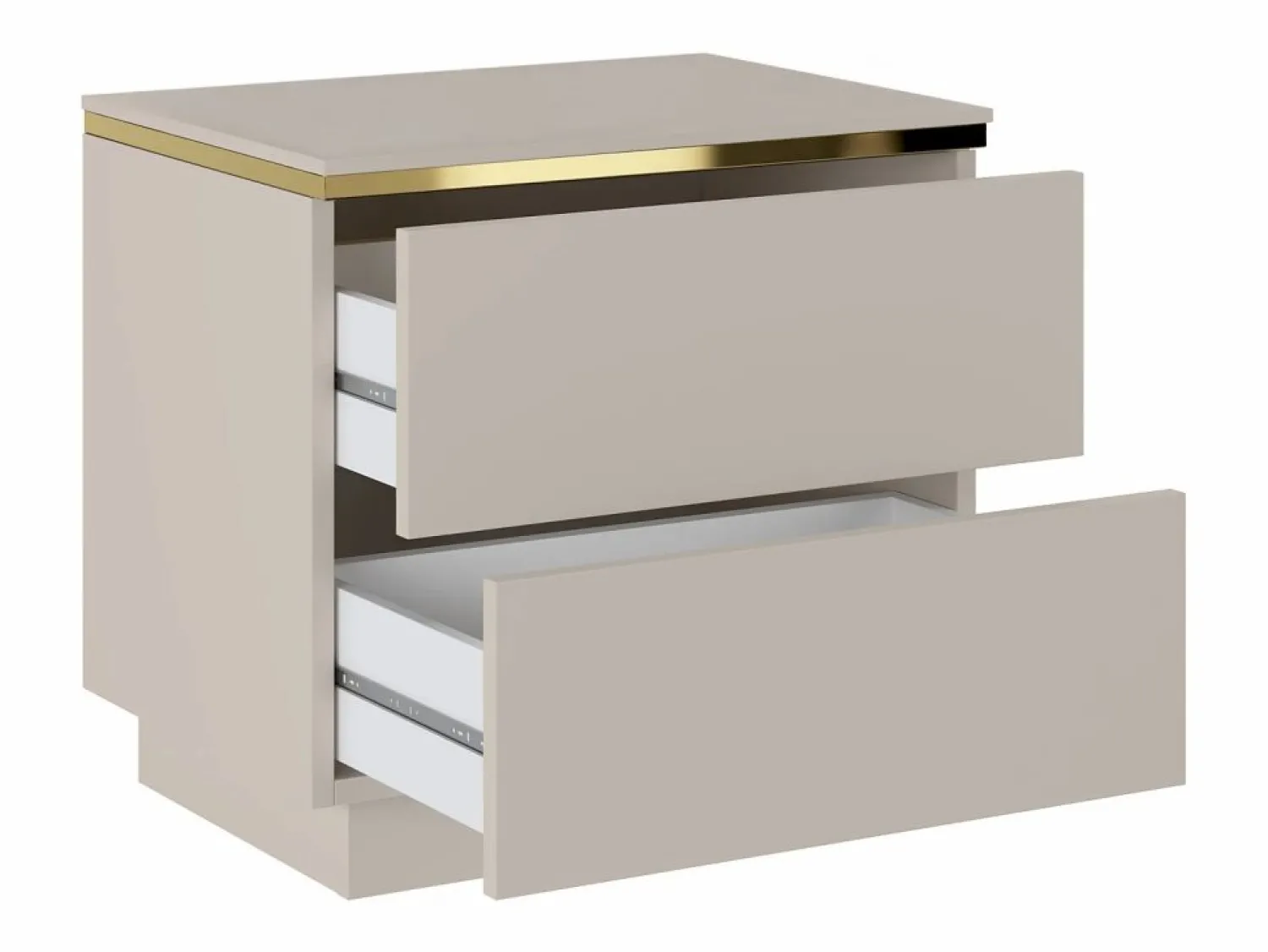 Outlet Vente-unique Mesita de noche con 2 cajones y dorado - VUKIA Beige