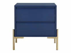 Outlet Mesita de noche con 2 cajones de MDF y metal en color lacado y dorado - KORASA Mesita De Noche