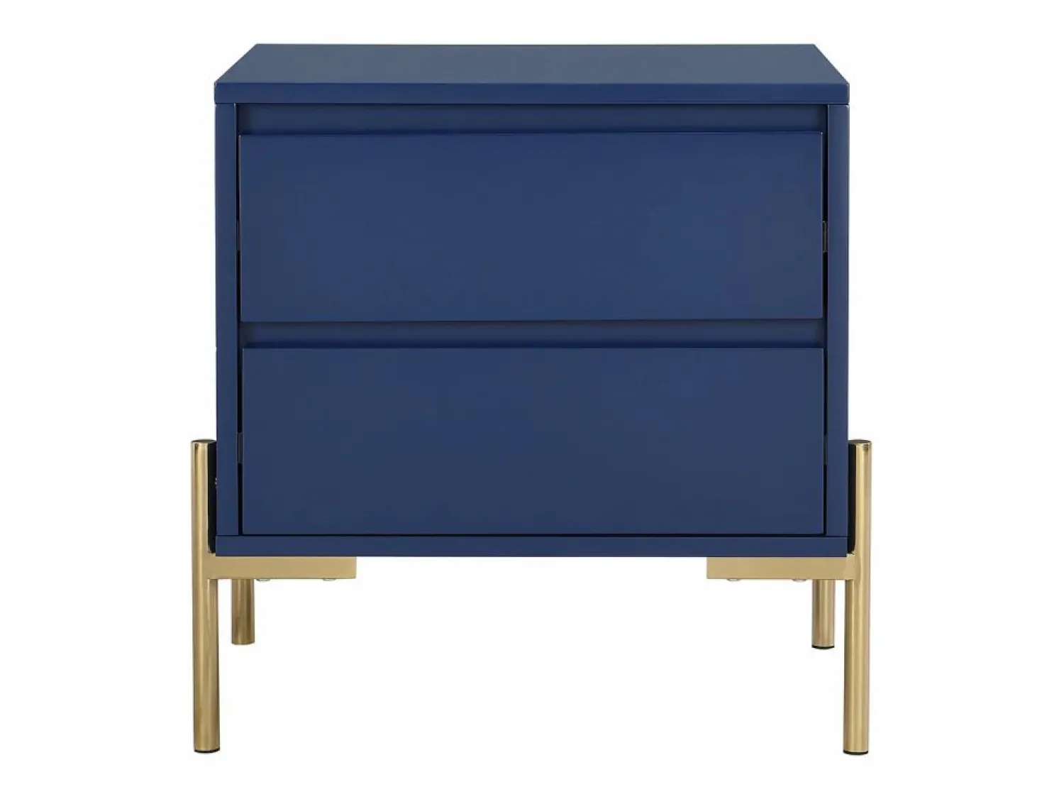 Outlet Mesita de noche con 2 cajones de MDF y metal en color lacado y dorado - KORASA Mesita De Noche