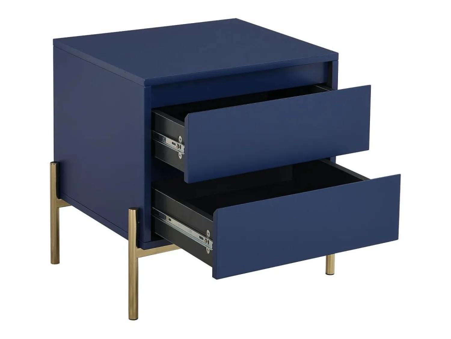 Outlet Mesita de noche con 2 cajones de MDF y metal en color lacado y dorado - KORASA Mesita De Noche