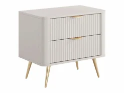 Sale Vente-unique Mesita de noche con 2 cajones en y dorado - ELONARIA de Pascal Morabito Beige